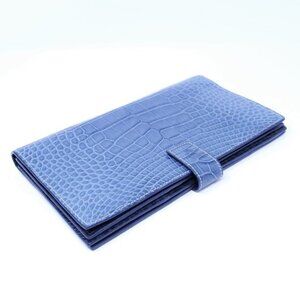 ZILLI Voyageur Wallet in Cornflower Blue Matte Crocodile
